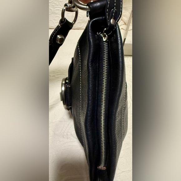 Gently Used B. Makowsky Black Leather Shoulder Bag - Picture 6 of 6